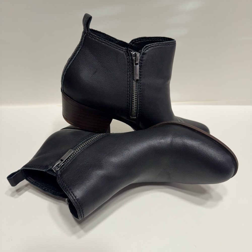 Lucky Brand Women's Leather Black Ankle Booties Size 7 1/2